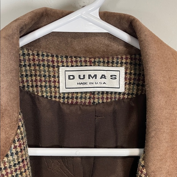 Pierre Dumas Brown Checkered Blazer with Suede collar - Picture 2 of 8